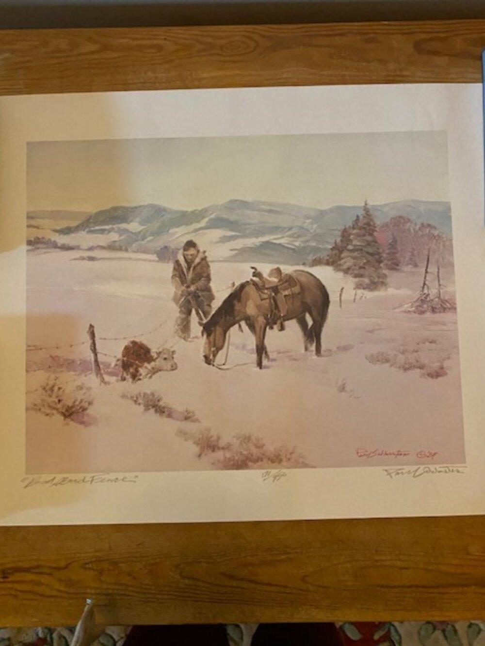 Signed numbered Lithograph BAD BAD FENCE, Paul Schlueter 1970's, 18" l x 22" w